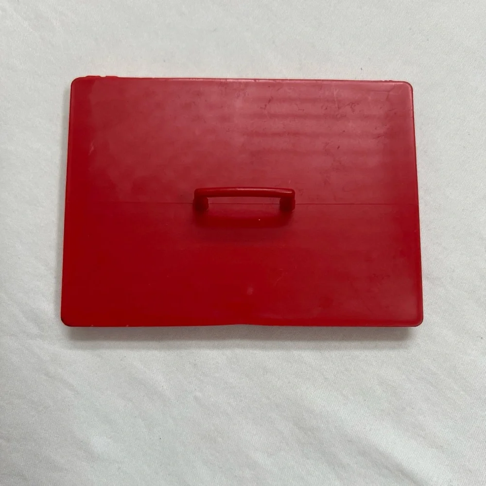 6 Cookie Cutters Red Plastic Vintage Pig Bunny Clown Turkey Flag Christmas Tree